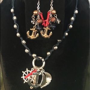 Avon Nautical Necklace & Charms with Earrings